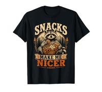 Los bocadillos me Hacen más Agradable Mapache Salvaje Comida rápida Snack Lover Camiseta gráfica económica