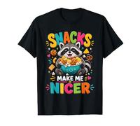 Los bocadillos me Hacen más Agradable Mapache Salvaje Comida rápida Snack Lover Camiseta gráfica económica