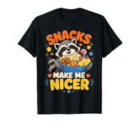 Los bocadillos me Hacen más Agradable Mapache Salvaje Comida rápida Snack Lover Camiseta gráfica económica