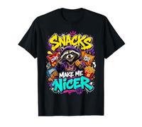 Los bocadillos me Hacen más Agradable Mapache Salvaje Comida rápida Snack Lover Camiseta gráfica económica