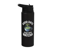 Los buenos días comienzan con los amantes del té matcha Stainless Steel Insulated Water Bottle