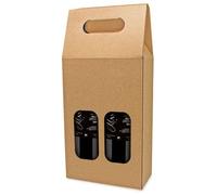 Lote 10 Set 2 Cajas de Cartón Ventana 2 Botellas Disok Vino Kraft 100% Reciclable Disok Cajas para Botellas de Vino