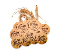LOTE 100 TARJETAS REDONDAS KRAFT FRASES 5X5 CM DETALLES REGALOS BODAS