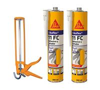 Lote 2 cartuchos Masilla adhesivo multiusos Sikaflex 11 FC Blanco, 300ml con 1 pistola de aplicación, interiores y exteriores