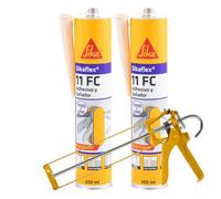 Lote 2 cartuchos Masilla adhesivo multiusos Sikaflex 11 FC Purform Beige, 300ml con 1 pistola de aplicación, interiores y exteriores