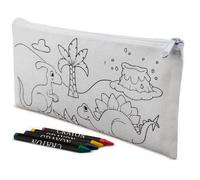 Lote 20 Estuche para Colorear con 5 ceras Dinos - Regalos Cumpleaños Comuniones Niños Infantiles Colegios Manualidades Prácticos Bodas