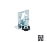Lote de 10 niveladores m10 circular con tapa y escuadra para muebles, diámetro 23mm, acero y plástico, cincado
