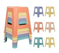 Lote de 10 taburetes apilables de plástico, 47 cm de altura, PP, buena resistencia al agua, silla portátil antideslizante para cuarto de baño, clase, oficina, casa, capacidad de carga, 159 kg, 10