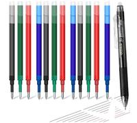 Lote de 12 recambios para bolígrafos intercambiables compatibles con los bolígrafos Pilot Frixion Ball & Clicker, minas recargables para bolígrafos de gel borrables (3 negro, 3 azul, 3 rojo, 3 verde