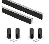 Emuca - Kit de barra para armario Luxe, 0,75 m, Pintado negro texturizado, Aluminio y Plástico, Lote de 2