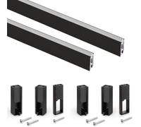Emuca - Kit de barra para armario Luxe, 1,15 m, Pintado negro texturizado, Aluminio y Plástico, Lote de 2