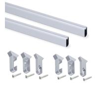 Lote de 2 barras para armario silk de logitud 1.15m con soportes, aluminio y plásticos, anodizado mate