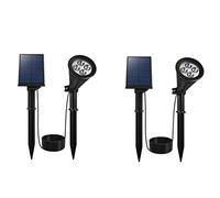 Lote de 2 focos solares proyectores 2 en 1 para pinchar o fijar, iluminación potente regulable LED blanco SPIKY AWAY H42 cm