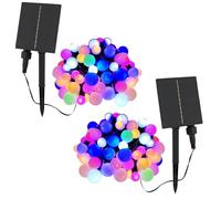 Lote de 2 luces solares 100 bombillas redondas multicolores LED BILLY RGB 10,90 m