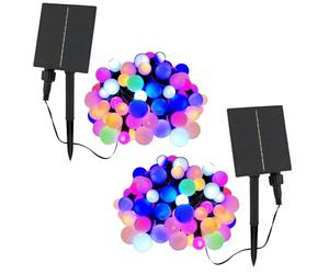 Lote de 2 luces solares 100 bombillas redondas multicolores LED BILLY RGB 10,90 m