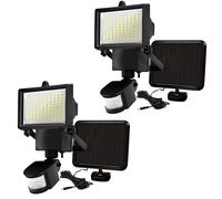 Lote de 2 proyectores solares negros iluminación potente panel solar deportado LED blanco COOPER BLACK H22cm con sensor de movimiento orientable