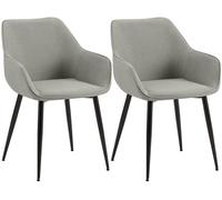 CLP Juego de 2 sillas de Comedor tapizadas con Respaldo Luena, Silla de Cocina de Terciopelo o Tela, Capacidad de Carga hasta 150 kg | Color Gris Claro Material Tela