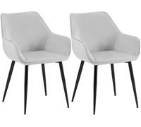 CLP Juego de 2 sillas de Comedor tapizadas con Respaldo Luena, Silla de Cocina de Terciopelo o Tela, Capacidad de Carga hasta 150 kg Color:Gris Claro;Material:Terciopelo