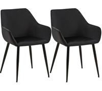 Lote de 2 sillas de comedor luena terciopelo negro 63x52x82 cm