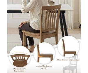 Lote de 2 sillas de comedor modernas: asiento acolchado, patas de madera - Color marrón