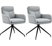 CLP Juego de 2 sillas de Comedor giratorias Somers de Tela, sillón Giratorio 180° con reposabrazos y Respaldo, sillas de Cocina tapizadas, Color:Gris Claro