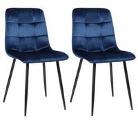 CLP Juego de 2 sillas de Comedor Tilde I Sillas de Cocina tapizadas con Funda Acolchada I Sillas tapizadas con armazón de Metal, Color:Azul, Material:Terciopelo