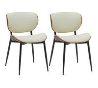 Lote De 2 Sillas De Visita Enid Con Tapicería De Polipiel O Tela Simil Cuero Nogal/crema 54x50x80 Cm Clp