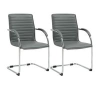 Lote De 2 Sillas De Visita Tira Imitación Cuero Simil Cuero Gris 60x56x95 Cm Clp