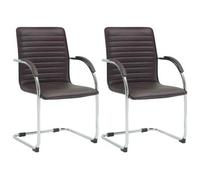 Lote De 2 Sillas De Visita Tira Imitación Cuero Simil Cuero Marrón 60x56x95 Cm Clp