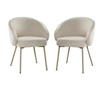 Lote de 2 sillas tapizadas en tela beige con patas de metal, altura 81 cm - PIA