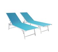 Lote de 2 tumbonas plegables sicilia de textileno azul - estructura blanca