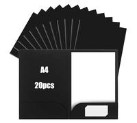 Lote de 20 Subcarpetas Cartulina A4, Carpetas Carton A4 con Ranuras, Carpetas Carton de 22 cm x 31 cm, SubcarpetasA4 Cartulina, Carpeta de Papel Kraft Para Oficina, Hogar y Colegio (Negro)