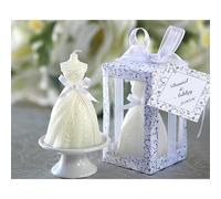 Lote de 20 Velas Vestido de Novia en Cajita de Regalo con Lazo - Detalles, regalos y recuerdos originales para invitados invitadas de Boda, Bodas Aniversarios