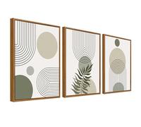 Lote de 3 Enmarcado Cuadro Moderno Línea Geométrica Beige Verde Cuadro Decoracion Boho Abstracto Verde Salvia Minimalista Pintura Imagen Cuadros Decorativos Salon Dormitorio Comedor 40cmx60cm x3pcs