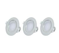 Lote de 3 focos LED integrados, IP20, 5 W, color de aluminio, ajustable a 25°, ángulo 120°, dimensiones de entrada, 70 mm, 4000 K