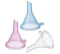 Lote de 3 pequeños embudos para llenar botellas de loción, embudo pequeño para aceites esenciales, lociones, champú, detergente, agua, embudo de cocina multicolor (rosa, transparente