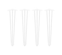 Lote de 4 patas hairpin de 3 varillas para mesa, altura 710mm, acero, pintado blanco
