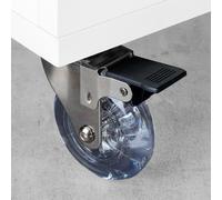 Lote de 4 ruedas slip transparentes con placa de montaje, diámetro 75mm, acero y plástico