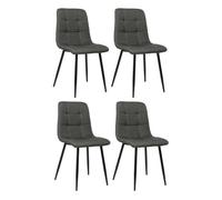 Lote de 4 sillas de comedor tilde tela gris oscuro 55x45x84 cm