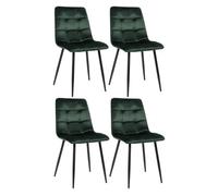Lote de 4 sillas de comedor tilde terciopelo verde 55x45x84 cm