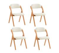 Lote de 4 sillas plegables de madera con asiento y respaldo tapizado sillón para cocina oficina blanco 47 x 60 x 77 cm fst92-wx4 sobuy