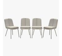 Lote de 4 sillas tapizadas en tela beige con patas de metal, altura 85 cm - LYSA