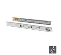 EMUCA - Guías Laterales para cajones con rodamiento de Bolas 45mm x 350mm, Pack de 5 Juegos de guías de extracción Total con Cierre Suave