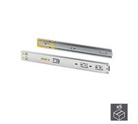 Emuca - Guías para cajones con rodamiento de bolas 45mm, pack de guías de extracción total con push y cierre suave, L 450mm, Cincado, Lote de 5