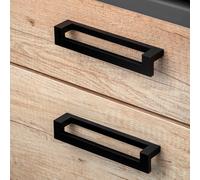 EMUCA - Tirador para mueble Cleveland, intereje 128 mm, L144 mm, Pintado negro, Zamak, 5 un