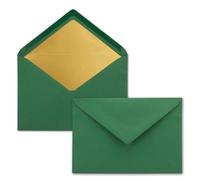 Lote de 50 sobres C5, color verde oscuro, relleno de papel de seda dorado, 110 g/m², 22,3 x 15,5 cm, adhesivo húmedo