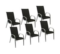 Lote de 6 sillas marbella en textileno negro - aluminio gris