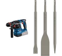 Lote de Bosch Professional 18V System martillo perforador a batería GBH 18V-22 X + Bosch 2 607 019 159 - Juego de cinceles de 3 piezas SDS-plus - 250; 250; 260 x 20; 40 mm (pack de 3)