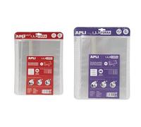 Lote de forralibros APLI - packs de 5 Forros de libros con solapa ajustable de polipropileno 75 µ_ Medida 29 x 53 cm (16913) y 29.5 x 53 cm (16915)