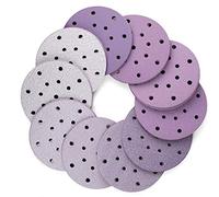 LotFancy 100 piezas Discos abrasivos 6 pulgadas 17 agujeros, 40 60 80 120 180 220 240 320 400 800 Grano Papel de lija profesional Surtido de papel abrasivo redondo y liso